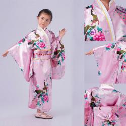 7C193 ชุดเด็กหญิง สีชมพู ชุดกิโมโน ชุดยูกาตะ ชุดเกอิชา ชุดซามูไร Kimono Yukata Pink Colour Costumes