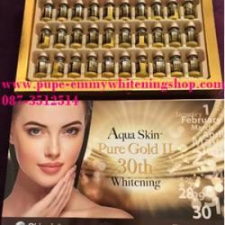 Aqua Skin Pure Gold II 30th (คุ้มกว่าเพราะใช้ได้ถึง 30 ครั้ง)**NEW**เปลี่ยนผิวหมองคล้ำดูไร้ชีวิตชีวาให้ผิวขาวออร่าเนียนเรียบลื่น เนียนใสกระจ่าง 