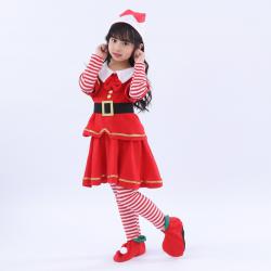 7C247.2 ชุดเด็กหญิง ชุดซานตาครอส ชุดแซนตี้ ชุดคริสต์มาส ลายขวาง Children Santy Santa claus Christmas Costumes ฮิปฮอป