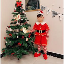 7C247.1 ชุดเด็กชาย ชุดซานตาครอส ชุดแซนตี้ ชุดคริสต์มาส ลายขวาง Children Santy Santa claus Christmas Costumes