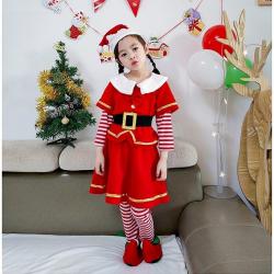 7C247.2 ชุดเด็กหญิง ชุดซานตาครอส ชุดแซนตี้ ชุดคริสต์มาส ลายขวาง Santy Santa claus Christmas Costumes ฮิปฮอป