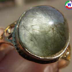 แหวนทองเหลืองหญิง 2.85 กรัม เบอร์ 55 แก้วโป่งข่ามนำโชค ชื่อแก้วไหม 3 สี ไหมเขียว ไหมแก้ว ขนเหล็ก