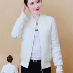 เสื้อแจ็คเก็ตเกาหลี มีซิปหน้า สีขาว