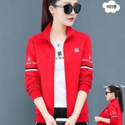 เสื้อแจ็คเก็ตเกาหลี มีซิปหน้า สีแดง