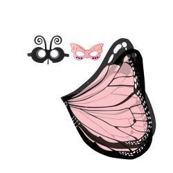 7C281.1 ปีกผีเสื้อสีชมพู Pink Butterfly Bug Costume