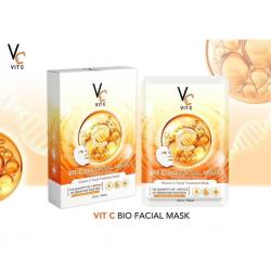 แผ่นมาร์คหน้า VCน้องฉัตร Ratcha Vit c bio facial mask 1 กล่องมี 6 แผ่น