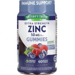 Nature's Truth Vitamins Extra Strength Zinc Natural Mixed Berry 50 mg 60 Vegan Gummies กัมมี่ซิงค์ รสมิกซ์เบอร์รี่ หอมอร่อยทานง่าย เสริมธาตุซิงค์ที่จำเป็นสำหรับร่างกาย เสริมสร้างภูมิคุ้มกัน บำรุงเส้นผมและเล็บ ลดผมร่วง เร่งการเกิดผมใหม่ บำรุงเล็บให้แข