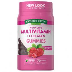 Nature's Truth Vitamins Women's Multivitamin + Collagen Gummies Natural Mixed Berry 70 Vegan Gummiesกัมมี่วิตามินรวมสำหรับผู้หญิง ผสมคอลลาเจนในรูปแบบกัมมี่ ทานง่าย รสมิกซ์เบอรี่แสนอร่อย สำหรับผู้ใหญ่ถึงวัยทองขึ้นไป เสริมสุขภาพแข็งแรง ลดความเสื่อ