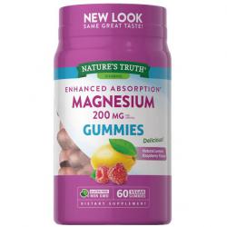 Nature's Truth Vitamins Magnesium 200mg Gummies Natural Lemon Raspberry 60 Vegan Gummies กัมมี่เจลลี่แมกนีเซียม รสเลมอนราสเบอรี่ แสนอร่อย ทานง่าย เหมาะสำหรับคนไม่ชอบทานวิตามินแบบเม็ด เหมาะสำหรับผู้หญิง และผู้ชายที่ต้องการการผ่อนคลายกล้ามเนื้อ สุขภาพห