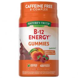 Nature's Truth Vitamins B12 Energy Gummies Natural Peach Raspberry 48 Vegan Gummies กัมมี่วิตามินบี12 รสพีชราสเบอร์รี่ รสชาติอร่อย ทานง่ายช่วยเสริมพลังงาน และยังมีวิตามินB1, B2 & B6 และยังมี L-Carnitine Tartrate ช่วยดึงไขมันไปเป็นพลังงาน และมี As