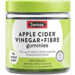Swisse Apple Cider Vinegar + Fiber Gummies 45 Gummies รสแอปเปิ้ลธรรมชาติ กัมมี่แอปเปิ้ลลดพุง ลดความอยากอาหาร คุมหิว สกัดจากแอปเปิ้ลไซเดอร์เวเนก้า ช่วยให้คุณได้สัมผัสกับประโยชน์ของน้ำส้มสายชูหมักจากแอปเปิล ในรูปแบบกัมมี่แสนอร่อยโดยไม่ต้องเติมน้ำตาล และยังเ