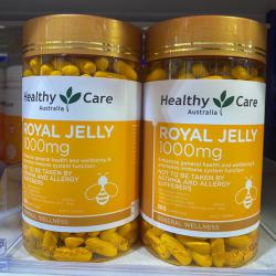 Healthy Care Australia Royal Jelly 1000mg 365 Capsules นมผึ้งสูตรเข้มข้น จากออสเตรเลีย บรรเทาอาการอ่อนเพลีย ช่วยให้นอนหลับได้ดีขึ้น ชะลอวัยต่อต้านสารอนุมูลอิสระ ทำให้ผิวชุ่มชื้นมีน้ำมีนวล เพิ่มภูมิต้านทานให้ร่างกาย
