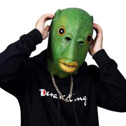 7C316 หน้ากากตลก หน้ากากปลา หน้ากากดูดขวด Strange Fish Green Fish Mask Headgear Costume