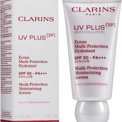 CLARINS UV PLUS 5P Anti-Pollution Rose SPF50 PA+++ 30ml. ครีมกันแดดอันดับหนึ่งของคลาแรงส์ที่ช่วยปกป้องผิวจากมลภาวะทั้ง 5 ที่ผู้คนต้องเผชิญในแต่ละวัน เนื้อบางเบาไม่มีสี เหมาะสำหรับทุกโทนสีผิว ช่วยปรับให้ผิวแลดูสดใสขึ้นอย่างเป็นธรรมชาติ