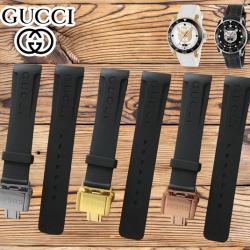สายนาฬิกาแบบสายยางซิลิโคน สีดำ ปลายสายแบบบัคเคิลล็อก ใช้สำหรับGucci