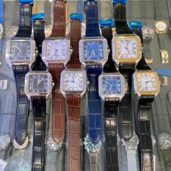 นาฬิกา แฟชั่น แบรนด์ Cartier Santos 100 สายหนัง