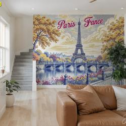 วอลเปเปอร์วิวหอไอเฟลคู่ทิวทัศน์แม่น้ำ ถ่ายทอดศิลปะที่สื่อถึงการเดินทาง ความสงบ และแรงบันดาลใจ