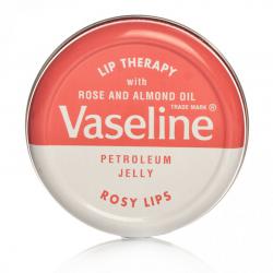 Vaseline Lip Therapy Petroleum Jelly Pocket Size With Rose and Almond Oil -Petroleum Jelly-Pink Pocket Size สูตรกุหลาบและน้ำมันสกัดจากอัลมอนต์ ช่วยให้ปากชุ่มชื้น ตัวบาล์มมีกลิ่นหอมจากกุหลาบนะคะ ลิปบาล์มปกป้องดูแลริมฝีปากของคุณให้ดูอวบอิ่มน่าสั