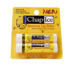 Chap Ice Beeswax Lip Balm Stick (แพ็คคู่) ลิปบาล์สูตรขี้ผึ้ง เข้มข้นบำรุงพิเศษสำหรับริมฝีปากที่แงแตกง่าย เคลือบบำรุง ลดรอยแตก ให้เนียนนุ่มชุ่มชื่น