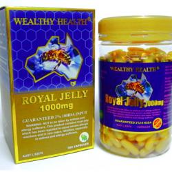 Wealthy Health Royal Jelly รอยัลเยลลี่ นมผึ้ง เข้มข้น 2% 365 แคปซูล นมผึ้งเข้มข้นเกรดพรีเมี่ยม รุ่นที่ดีที่สุด แพ็คเกจใหม่รุ่นที่โดมทานค่ะ ผิวสวย หน้าใส ดูอ่อนกว่าวัย นำเข้าจากออสเตรเลีย ของแท้ 100%