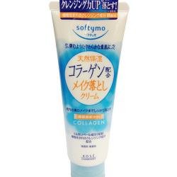 KOSE SOFTYMO Super Cleansing Collagen Cream Make Up Remover 210 g. ครีมทำความสะอาดเครื่องสำอางก่อนล้างหน้าซุปเปอร์คอลลาเจน เนื้อครีมเนียนนุ่มที่สามารถทำความสะอาดเครื่องสำอางได้อย่างหมดจด โดยไม่ทำให้หน้าแห้งตึงหลังการล้างหน้า ส่วนผสมของคอลลาเจน